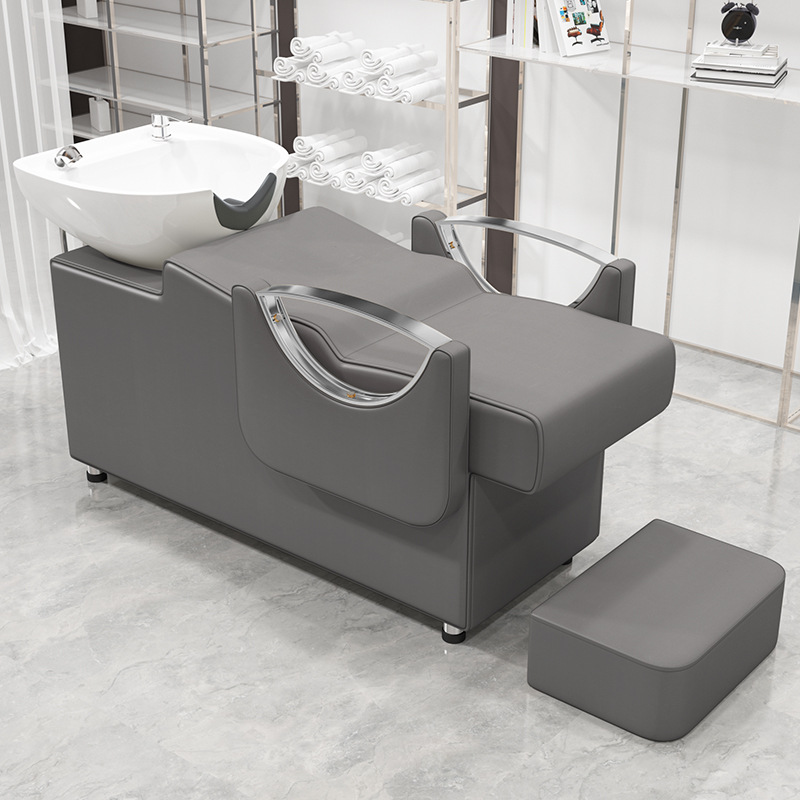 Barbería cama de lavado de cabello especial de alta calidad semicontraída fábrica de cama de perforación de lujo ligero en línea cama de lavado de cabello rojo