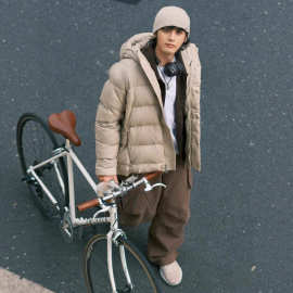 2026冬季新品露露家puff男女同款六格面包服中长款保暖连帽羽绒服