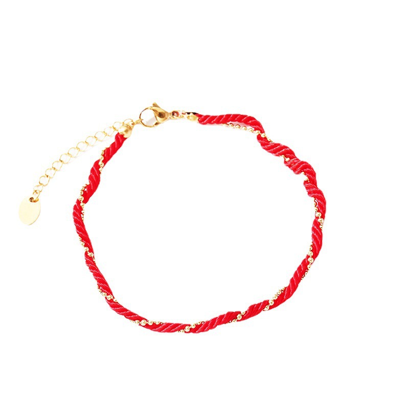 Tobillera de hilo rojo para mujer con un diseño único y elegante, con una cuerda de algodón de estilo chino, adornada con elementos de cielo estrellado, perfecta para el verano.