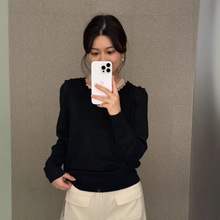 出口韩国sa*tin秋季新款珍珠针织衫