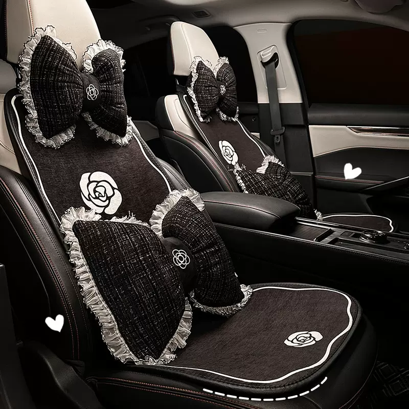 蓝雨冬季汽车坐垫通用车用加热保暖座椅坐垫小香风轻奢车载座椅套