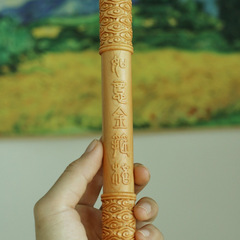 崖柏木雕刻手把件孫悟空如意金箍棒 家居飾品擺件 創意工藝品禮品