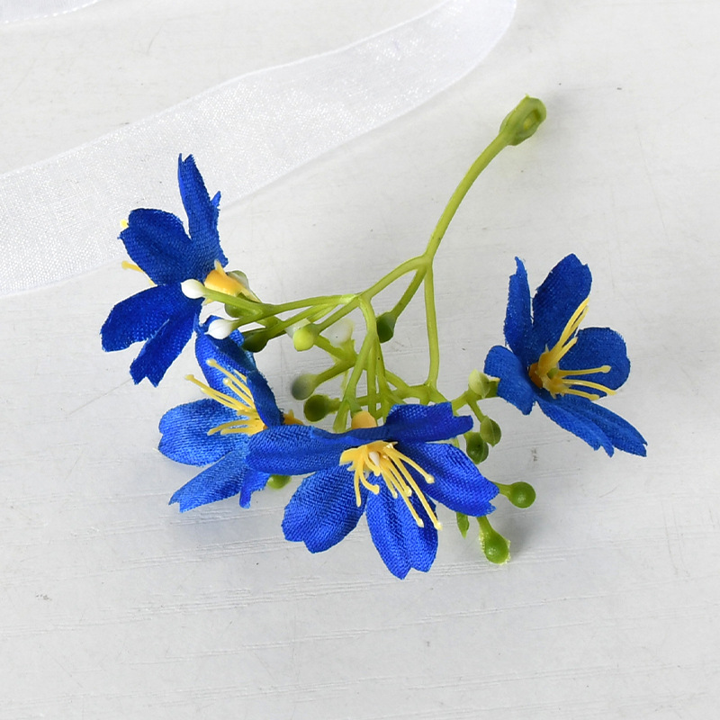 Simulación de flores azules DIY accesorios de cabeza de flores material de boda flor de flor flor flor de flor flor flor de pecho de flor de cabeza pared en el viento