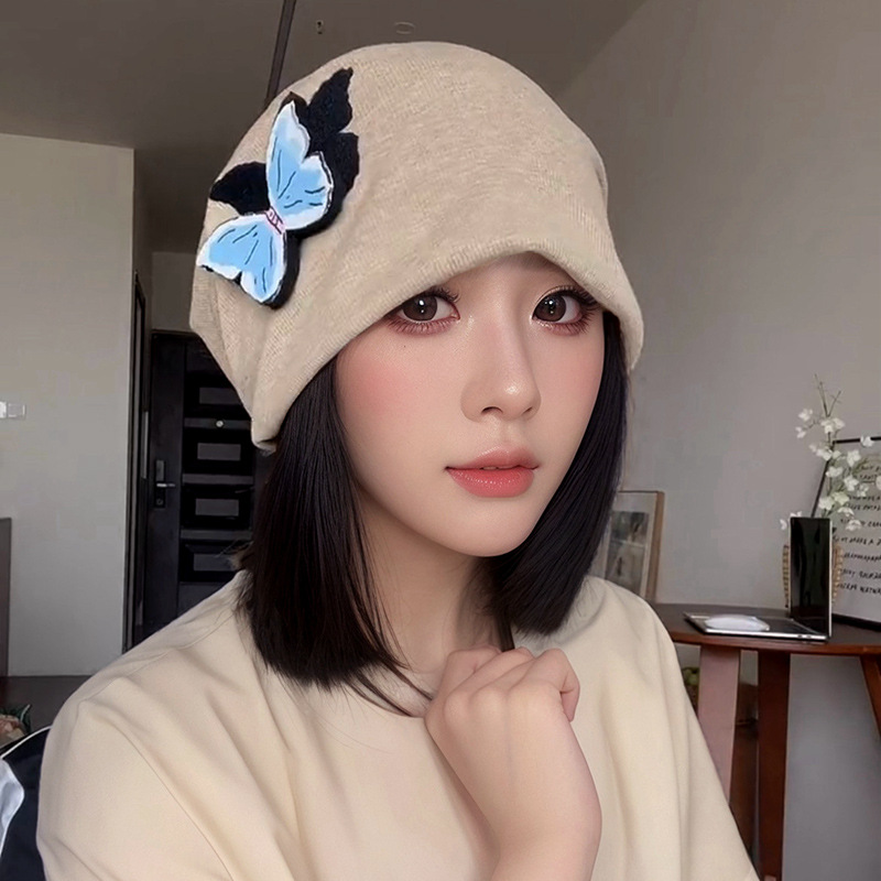 2024 nuevo gran cinturón de cabeza desmontable sombrero de mariposa tridimensional mujer dulce cool multifuncional sombrero frío mostrando la cara pequeña sombrero pila