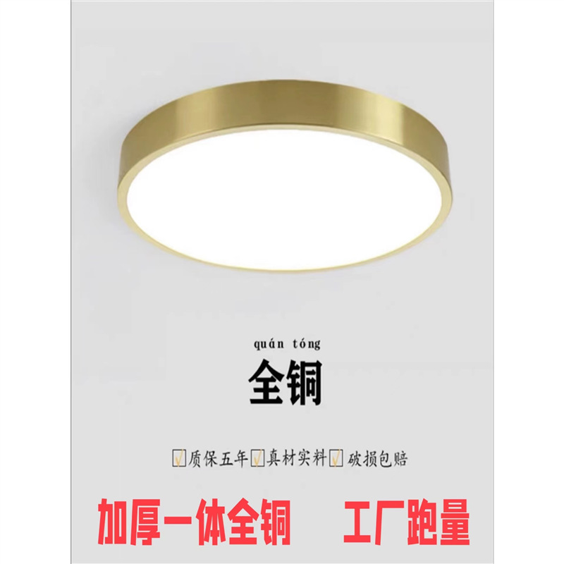 全铜吸顶灯别墅阳台门口户外卧室客厅走廊现代简约新中式超薄灯具