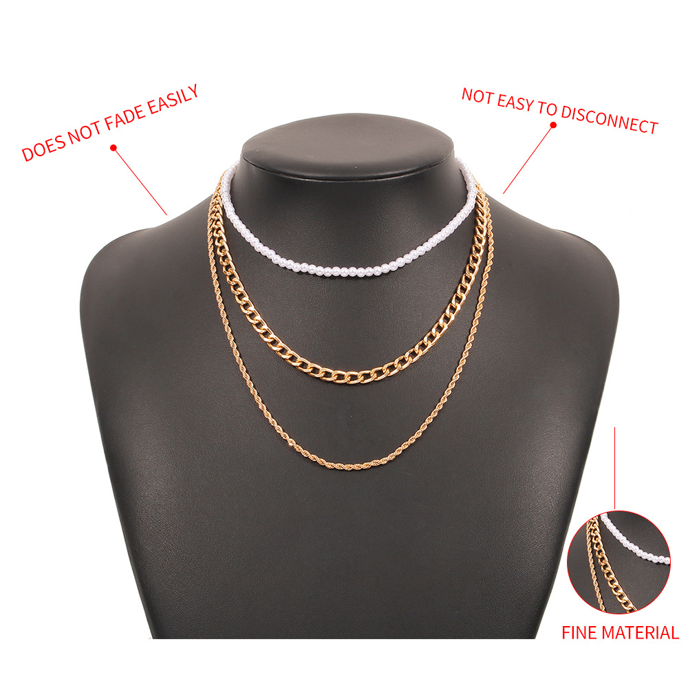 Großhandel Schmuck Perlen Perlen Metallkette Mehrschichtige Halskette Nihaojewelry display picture 6