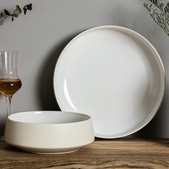 Full sense of design, creative and simple ceramic high-value soup plate, commercial artistic conception dish plate, fruit salad bowl with slight flaws