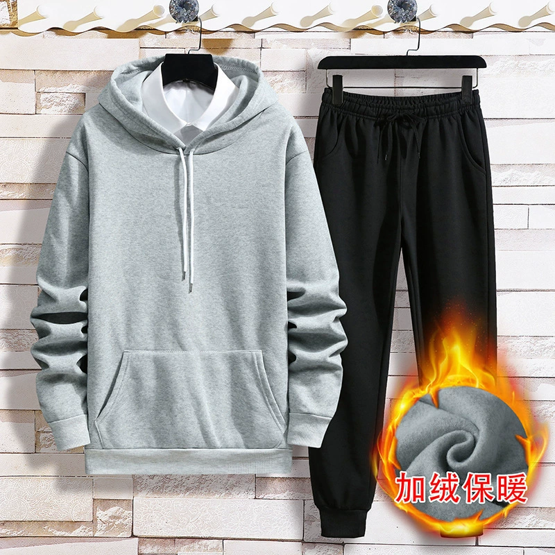 Фабрика новый зимний флис подкладке с капюшоном свитер костюм пуловер свитер Длинные флисовые брюки узнать цвет спортивной одежды
