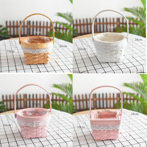 Hand-woven flower baskets, rattan decorative baskets, living room flower arrangements, woven flower baskets, dried flower ornaments, creative hand-held floral arrangements