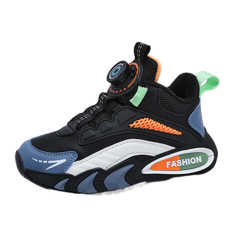 Zapatos para niños de invierno de algodón con velcro caliente botón giratorio zapatos deportivos para niños de baloncesto para niños de tamaño medio zapatos de algodón para niños