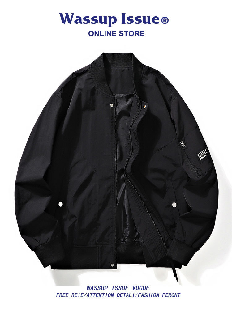 Chaqueta voladora de primavera y otoño para hombre, ropa de trabajo holgada con múltiples bolsillos, chaqueta de cuello alto informal, marea