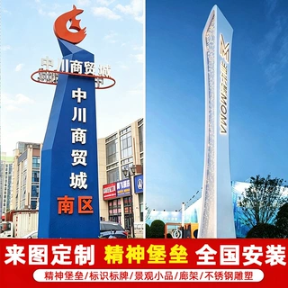 户外精神堡垒大型立式导向指示牌停车商场导视发光景区不锈钢标牌