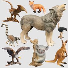 跨境仿真野生动物模型实心狐狸老鹰袋鼠树懒鸵鸟狼豹松鼠玩具摆件