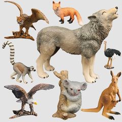 クロスボーダーシミュレーション野生動物モデルソリッドキツネタカカンガルー怠惰ダチョウ狼豹リス玩具置物
