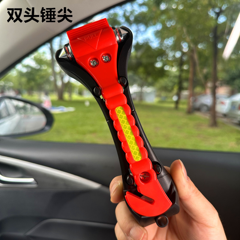 Car Safety Hammer Car-Mounted Multi-Functional Double-Headed Metal Hammer with Cutter to Escape and Save Lives Emergency Window-Breaking Artifact Wholesale