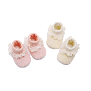 New Autumn and Winter Lace Sock Shoes, Baby Toddler Shoes, Infant Shoes, Warm and Breathable, Pre-Walking Shoes with Fleece