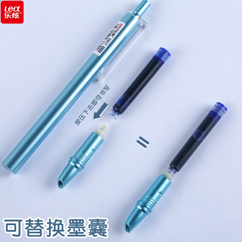 Blue black changeable pen, set, wholesale, 0.38mm