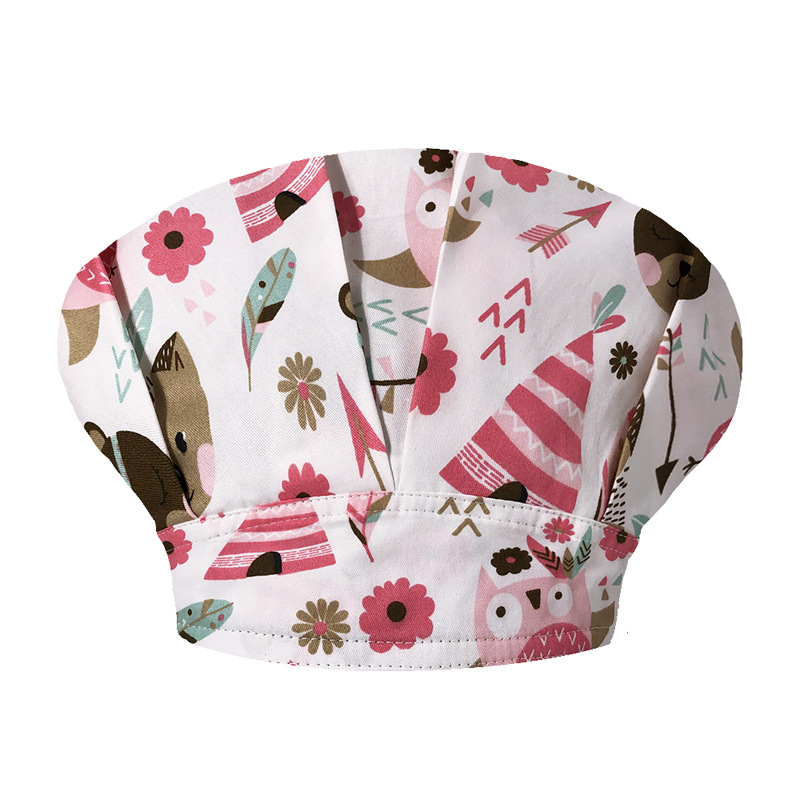 Tapa de operación directa de fábrica impresión femenina pequeño animal lindo sombrero de enfermera algodón salón de belleza odontología oral sombrero