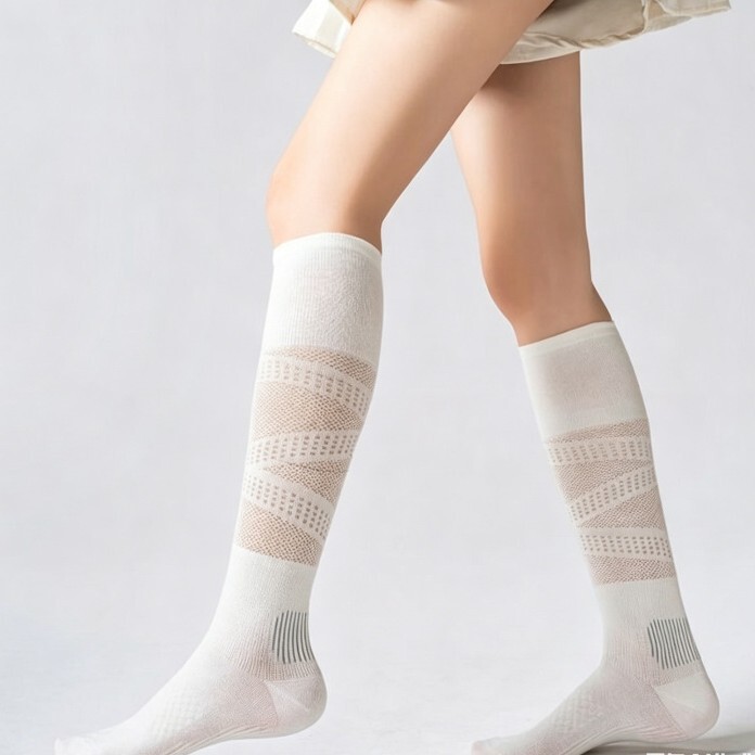 Summer Thin Sports Compression Socks, Professional Badminton, Tennis, Running, Fitness Long Socks, Mesh Breathable Calf Socks