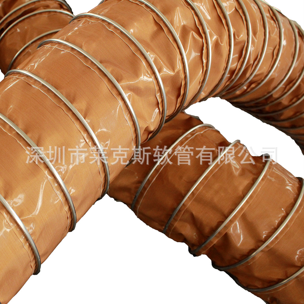 耐酸碱风管耐热性能高伸缩性压缩比4:1软管PTFE 玻璃纤维涂层