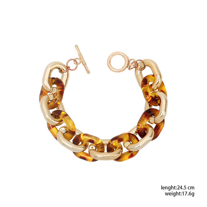 18g Weight Bracelets Classification Business, Travel Occasion Women'S Gender Leopard Color Retro Ethnic Style Acrylic Resin Color Matching Leopard Print Bracelet Wholesale 无