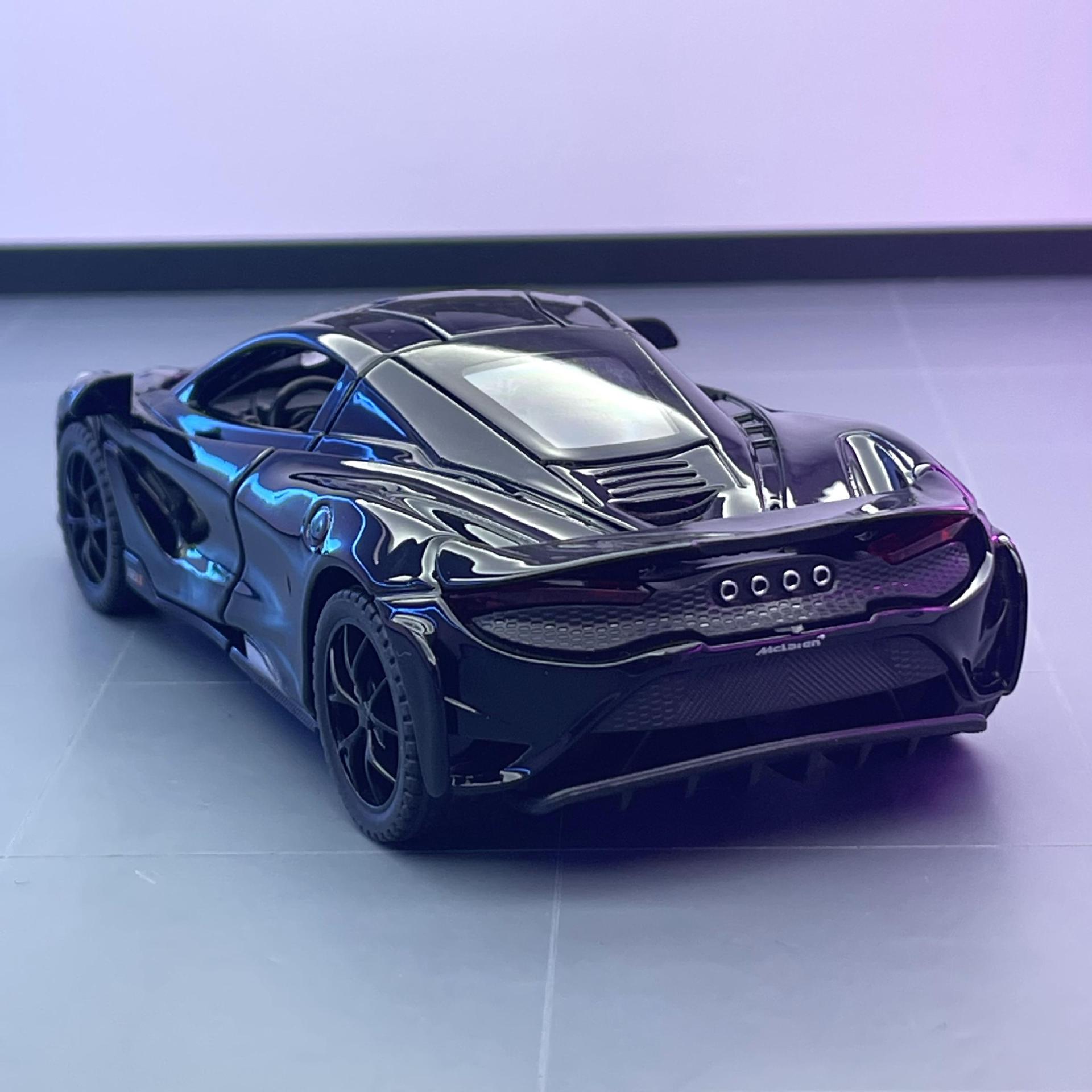 Zhongyuan xinghejin modelo de coche 1 a 32 McLaren 765LT tire de juguete coche deportivo modelo de música decoración caja de polvo