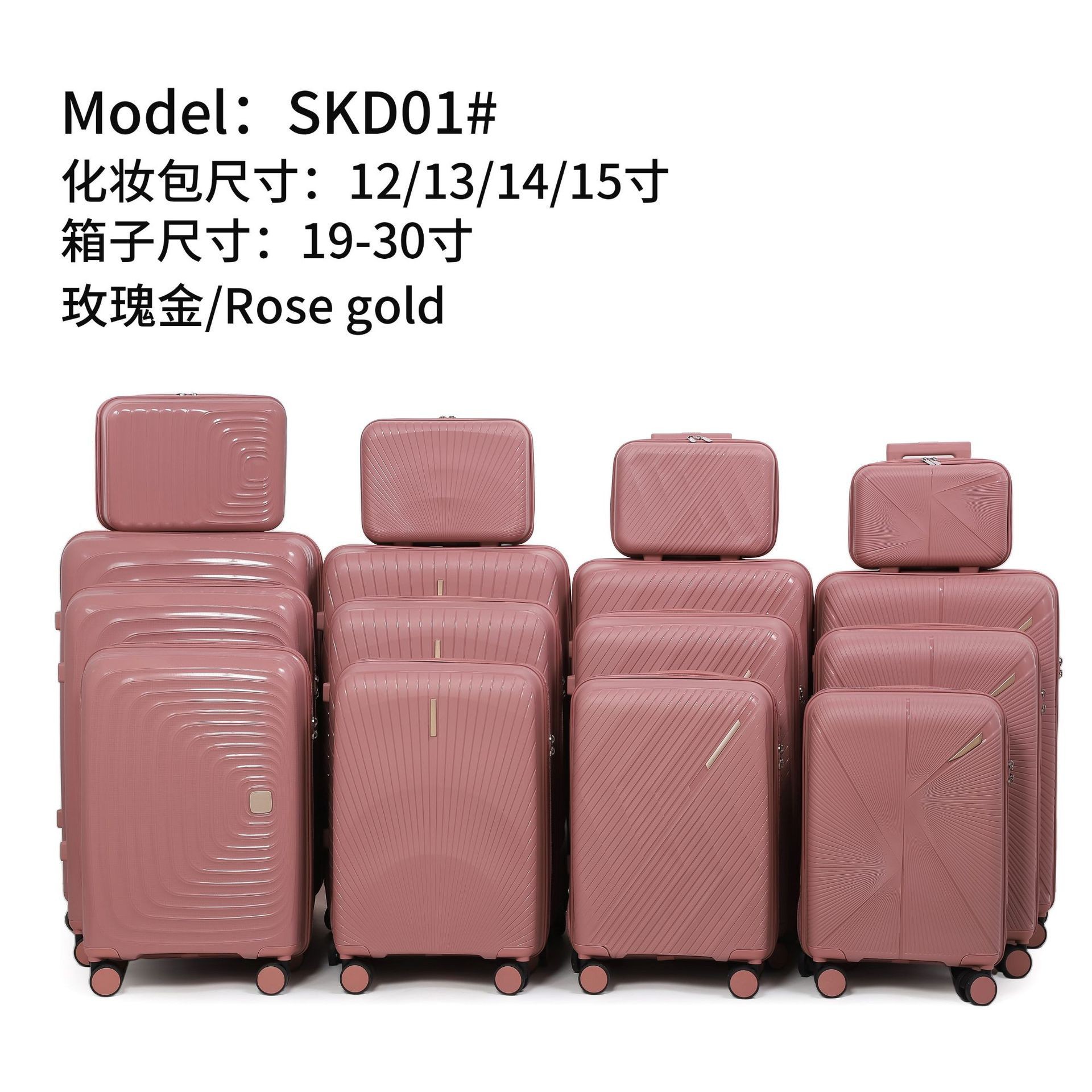 Procesamiento personalizado pp pull-bar caja de gran capacidad combinación universal contraseña equipaje conjunto de equipaje de embarque