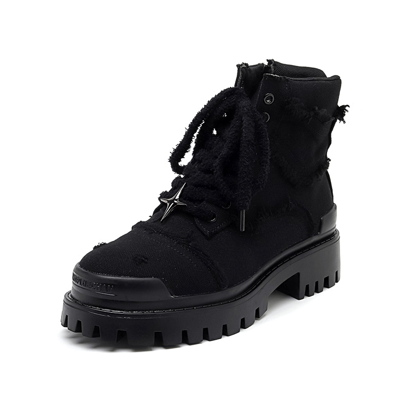 Casual Martin Height-Increasing Motorcycle Boots British Style Outdoor Fashion Big Toe Work Boots High-Top Thick Sole 2025 Fall/Winter New Arrival_voghion.com