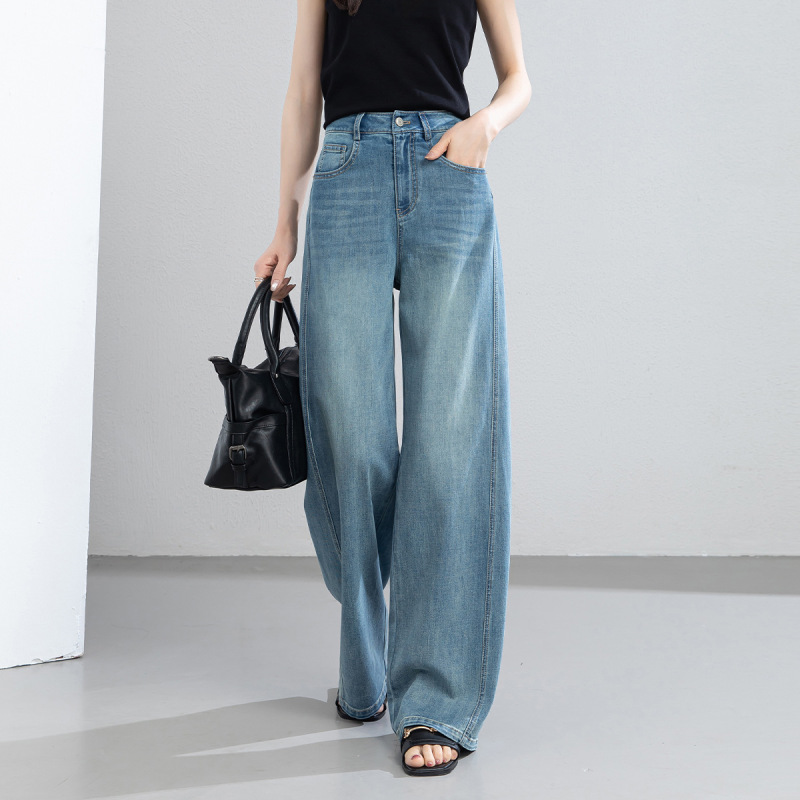 Yifei High-Waisted Wide-Leg Lyocell Jeans for Women 2026 Summer Pear-Shaped Body Drapey Loose Floor-Length Pants Yifei High-Waisted Wide-Leg Lyocell Jeans for Women 2026 Summer Pear-Shaped Body Drapey Loose Floor-Length Pants
