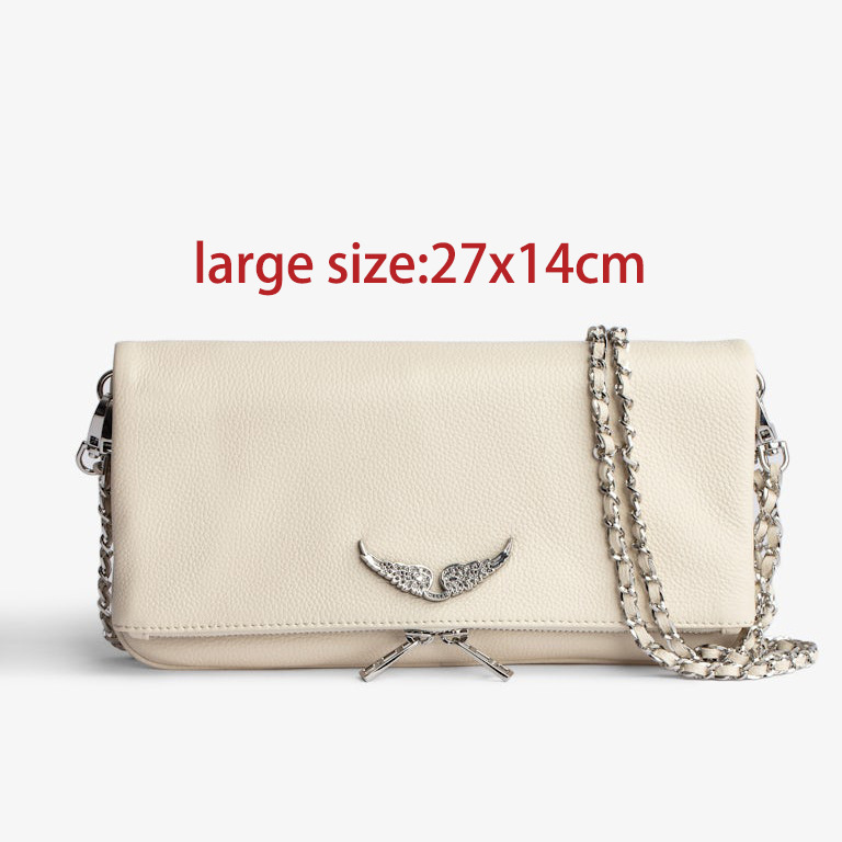 Zadig & Voltaire Rock Clutch Large Cream Grained Leather