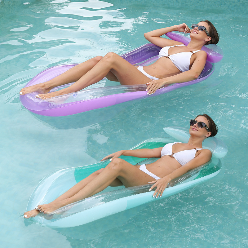 Cross-Border New Product Inflatable Water Lounge Chair with Armrests, Mesh Floating Row, Swimming Ring, Foldable Gradient Backrest Chair