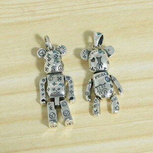 Graffiti Bear Pendant Necklace for Women Autumn Ins Niche Design Sweater Chain Popular Clavicle Chain Pendant for Men