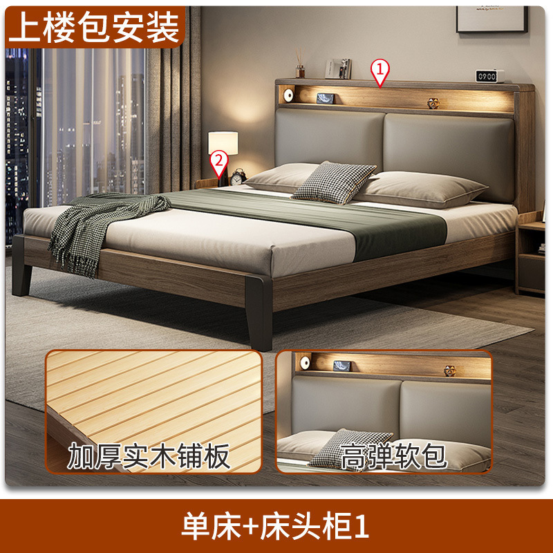 实木床1.8x2米双人床1.5米家用小户型出租房民宿1.2m单人床架|undefined