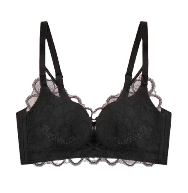 Primavera y verano ropa interior de las mujeres de encaje transpirable agujero Delgado taza inalámbrico Sujetador push up pecho sujetador 690