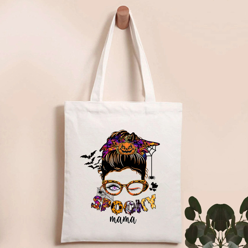 万圣节主题购物袋单肩包骷髅头南瓜包鬼妈妈个性手提袋便携折叠包