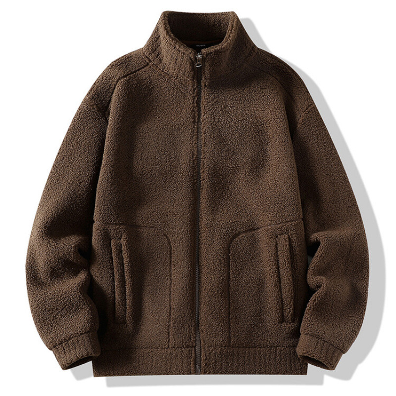 鸟家同款冬装加厚奥粒绒抓绒衣男外套时尚立领开衫夹克运动休闲潮