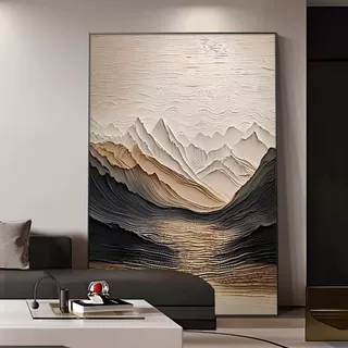 山川瑞祥背有靠山抽象中古风咖色沙发背景墙挂画背有靠山大幅落地