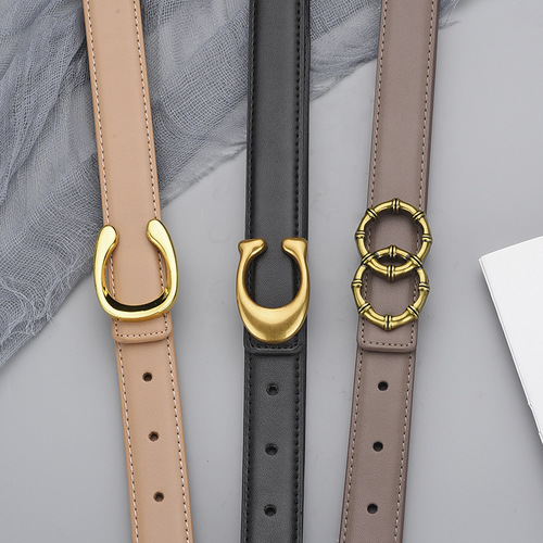 New Women's Belt Korean Style Stitched Leather Belt for Women, Slimming Business Western Pants, Simple and Versatile Jeans Belt