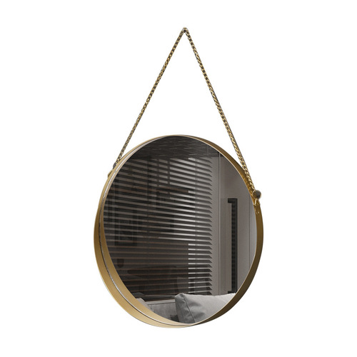 北欧风铁艺圆形挂墙镜卫生间浴室宿舍镜子挂墙洗漱台壁挂式化妆镜