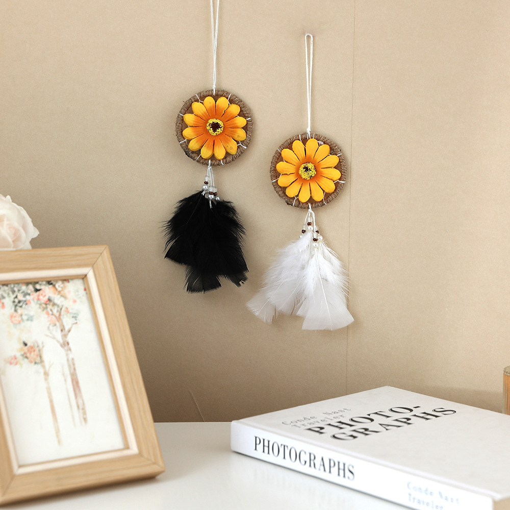 Transfronterizos de automóviles dreamcatcher red colgante bolsas decoración colgante decoración de automóviles plumas pequeños colgantes regalos de vacaciones