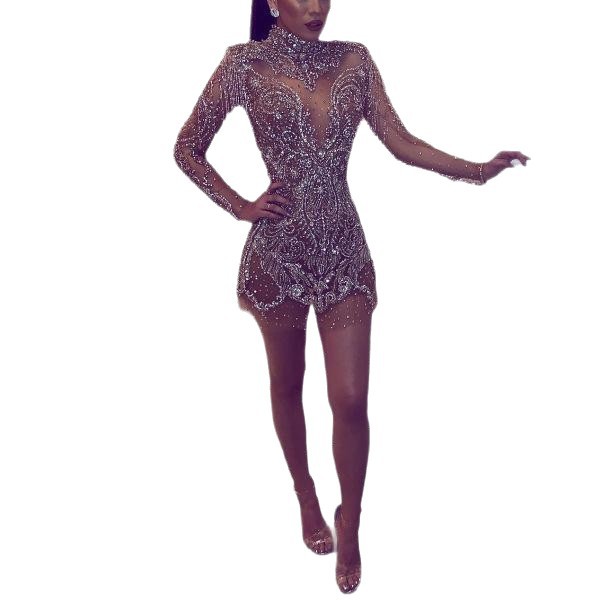 Nuevo modelo de vestido de manga larga con cuello redondo y borlas, estilo europeo y americano, con puntos dorados, para Amazon y eBay.