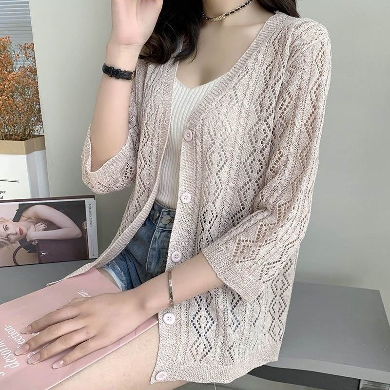 冰丝马海毛混纺开衫女夏薄款防晒针织衫