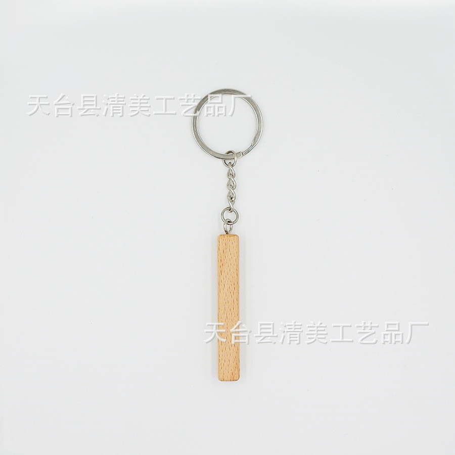 Cuboide de madera colgante de madera artesanía de madera cadena de plata/bronce llavero cuboide