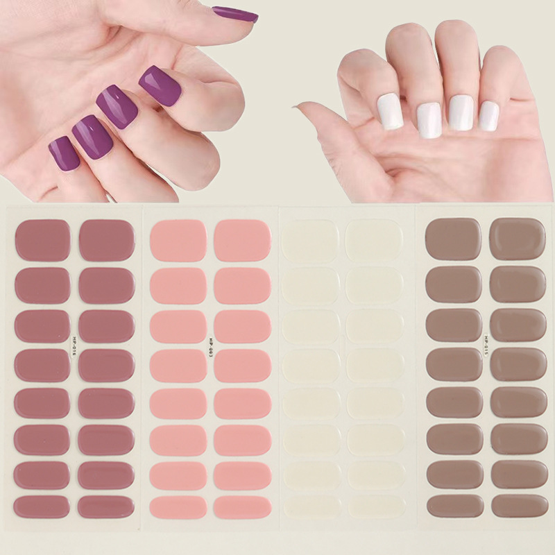 New gel uv nail stickers semi-curing phototherapy nail stickers full stickers waterproof long-lasting simple style gel soft nail stickers