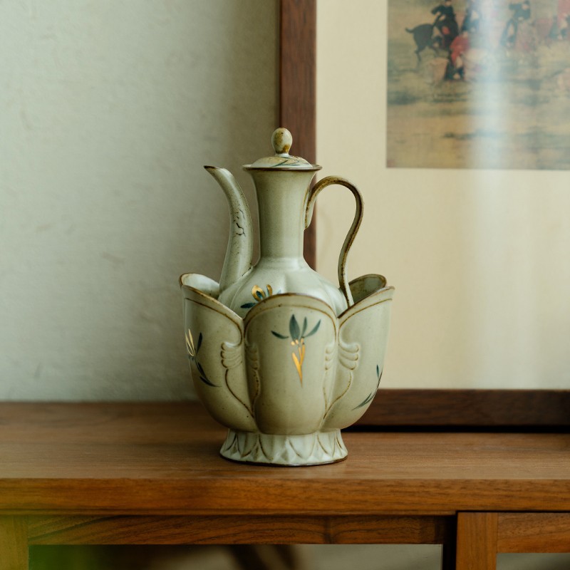 新疆酒壺中式仿古供奉酒壺仿古代銅器道具老酒壺家用婚慶酒具擺件|咖啡