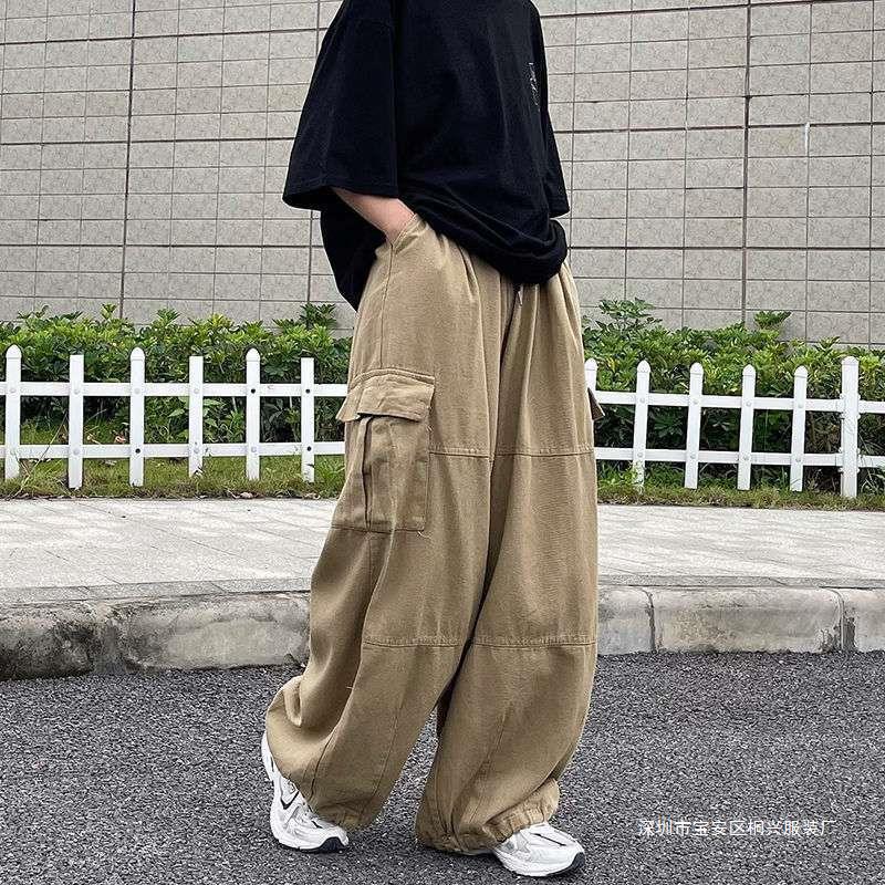 美式街头工装裤子男日系高街原宿直筒宽松潮流港风复古阔腿裤