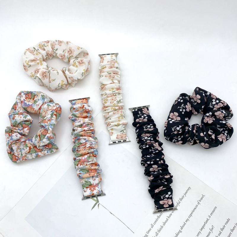 Suitable for iwatch apple daisy floral fresh female colon hair band combination set apple watch strap