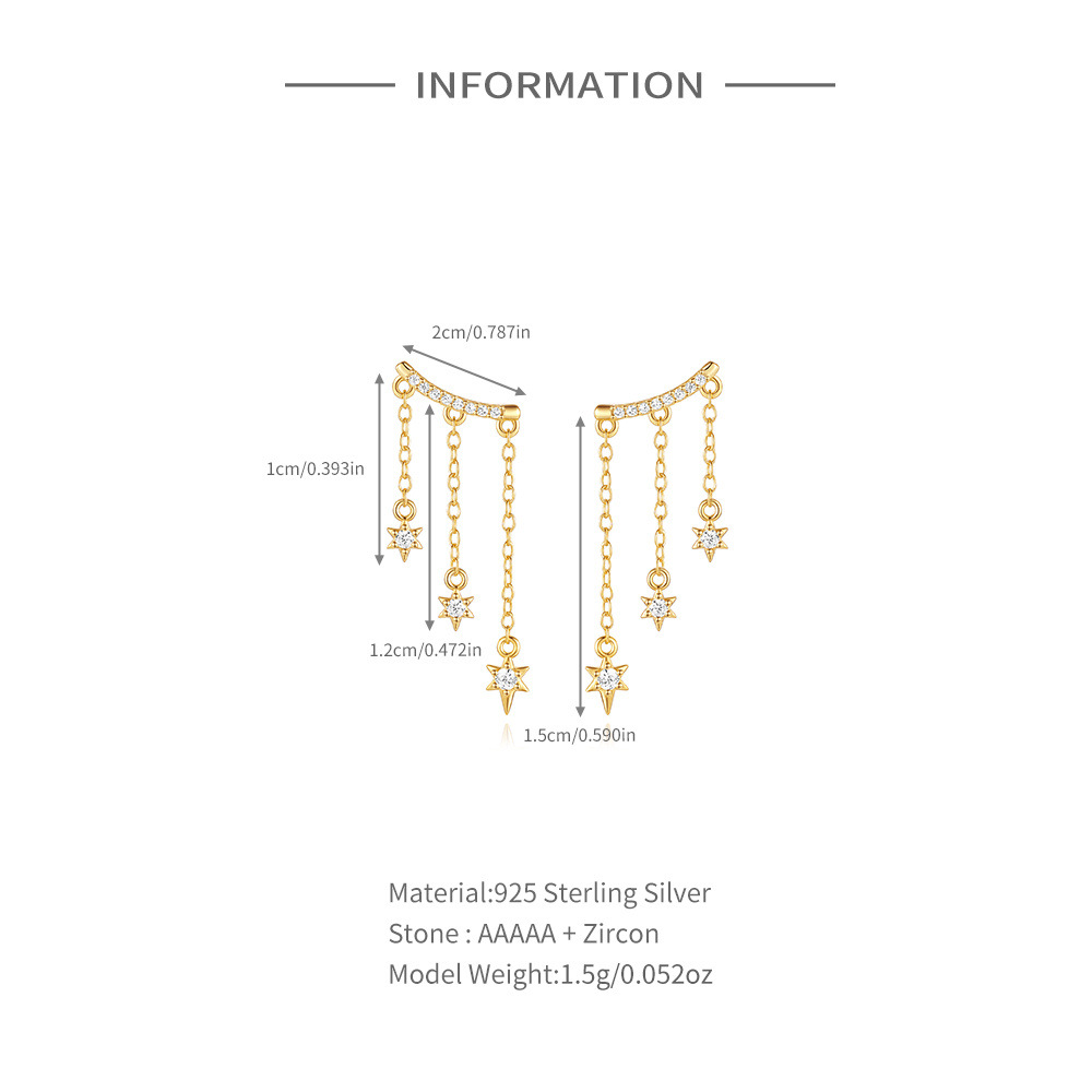 2g Weight 925 Sterling Silver Ear Needle Material Zircon Inlay Material Drop Earrings Classification 1 Pair Quantity Holiday, Banquet, Daily Occasion 925 Sterling Silver Material Geometric Pattern Women's Gender Tassel, Plating Design Simple Style Style 1 Pair 925 Sterling Silver Zircon Geometric Drop Earrings 1
