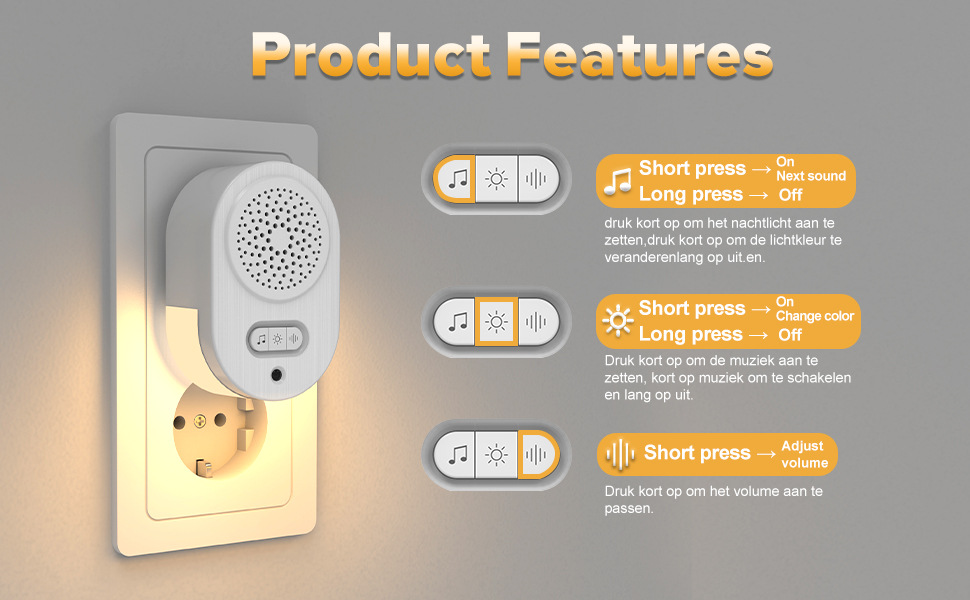 Candeeiro de noite rgb para quarto com comando e som relaxante_voghion.com