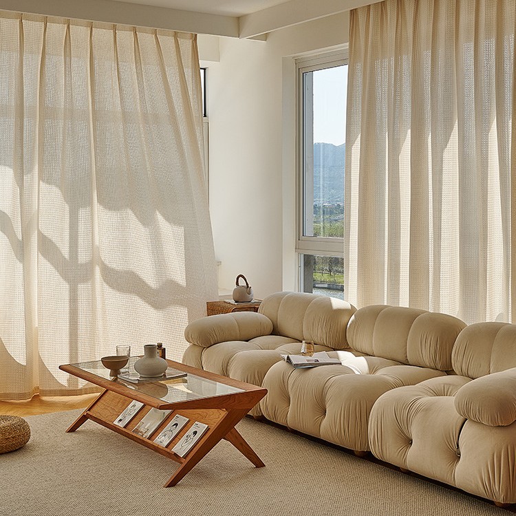 Las cortinas de gasa a cuadros gruesas de algodón y lino japonés son impermeables a la luz 2025, nuevas cortinas para sala de estar, balcón y dormitorio